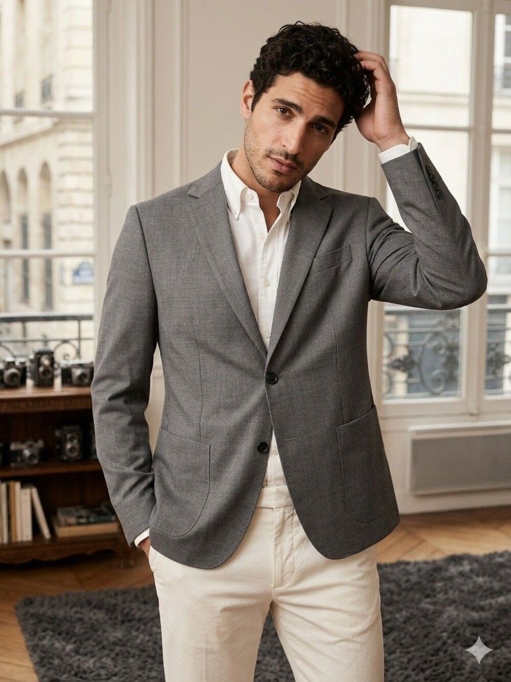 Banana Republic Performance Wool Blazer Mens 44R Gray Tailored Sport Coat NWOT